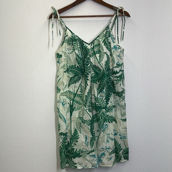 H&M - NWT Palm Leaves Floral White Spaghetti Strap Tie Back Dress Size XS - Picture 6 of 10